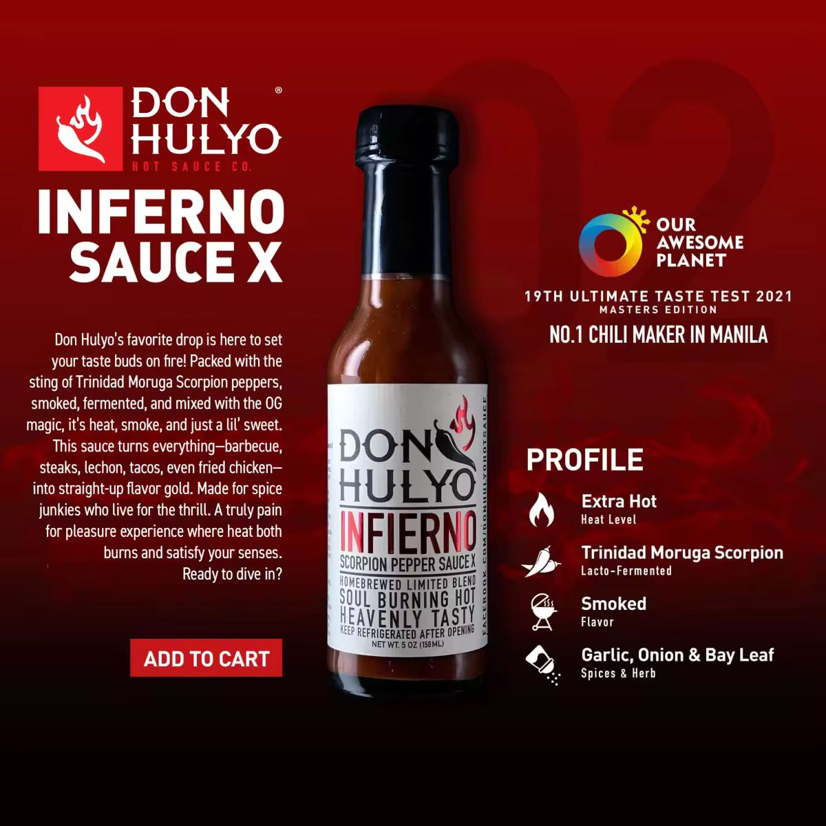 Don Hulyo Infierno Black Reaper Hot Sauce - Carolina Reaper - 150ml - Chili Sauce