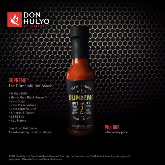 Don Hulyo Reserve - Supremo Hot Sauce - Primotalli Pepper - 150ml - HOTTER THAN CAROLINA REAPER